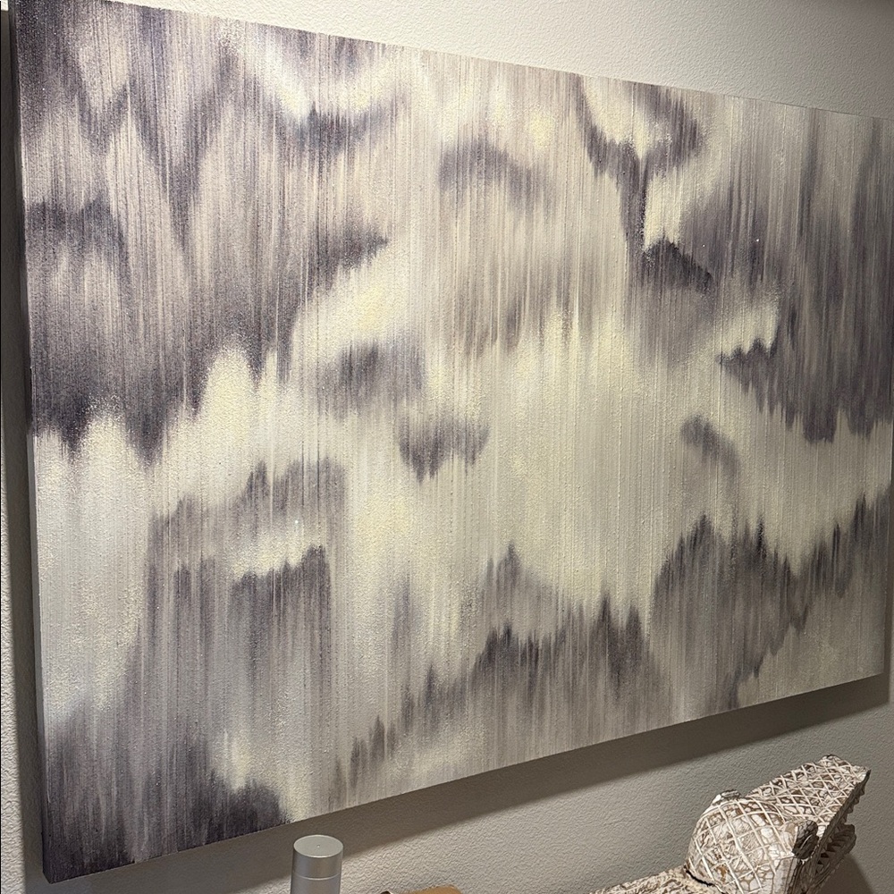 Abstract Gray and White Canvas Art